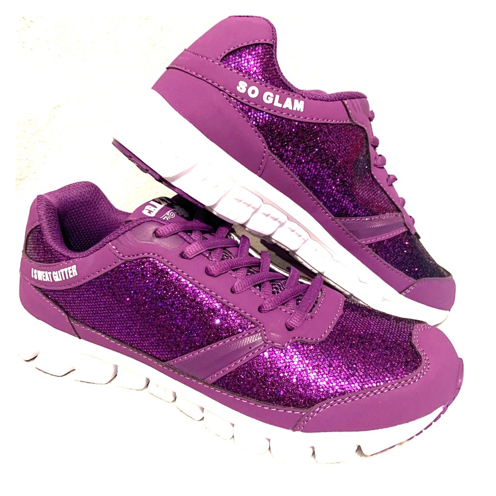 Purple Glitter Sneakers- SIZE UP